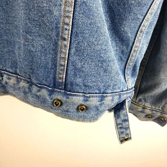 Men's Vintage Milano Bay Denim Sherpa Line Snap Button Jacket Size Large - Picture 10 of 13